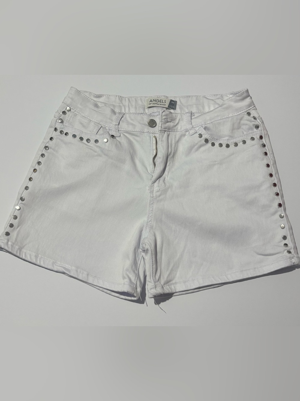 Angels White Studded Jean Shorts